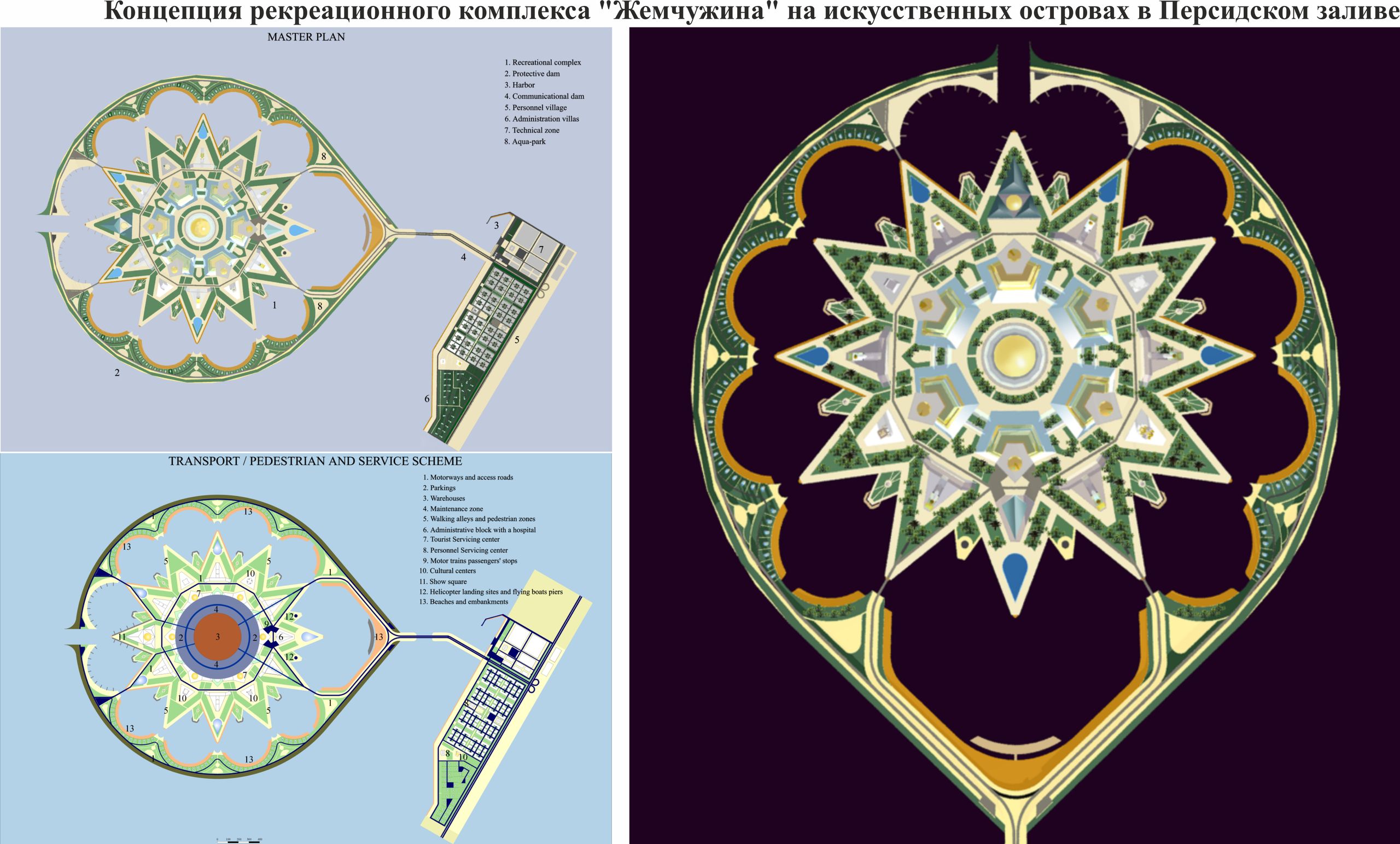 Концепция рекреационного комплекса «Жемчужина» на искусственных островах в Персидском заливе